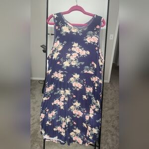 Maurices Navy and Pink Floral Midi Dress